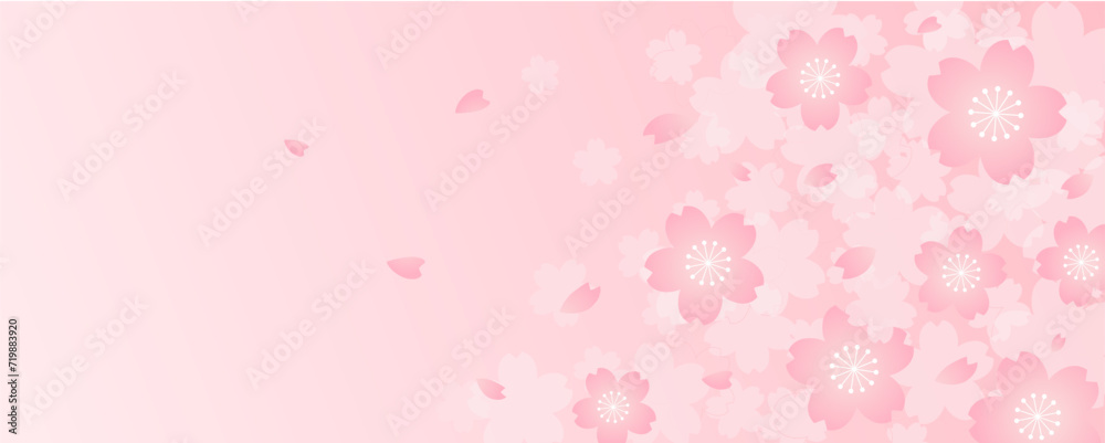 ピンクのパステル調の桜吹雪の背景素材のベクターイラスト