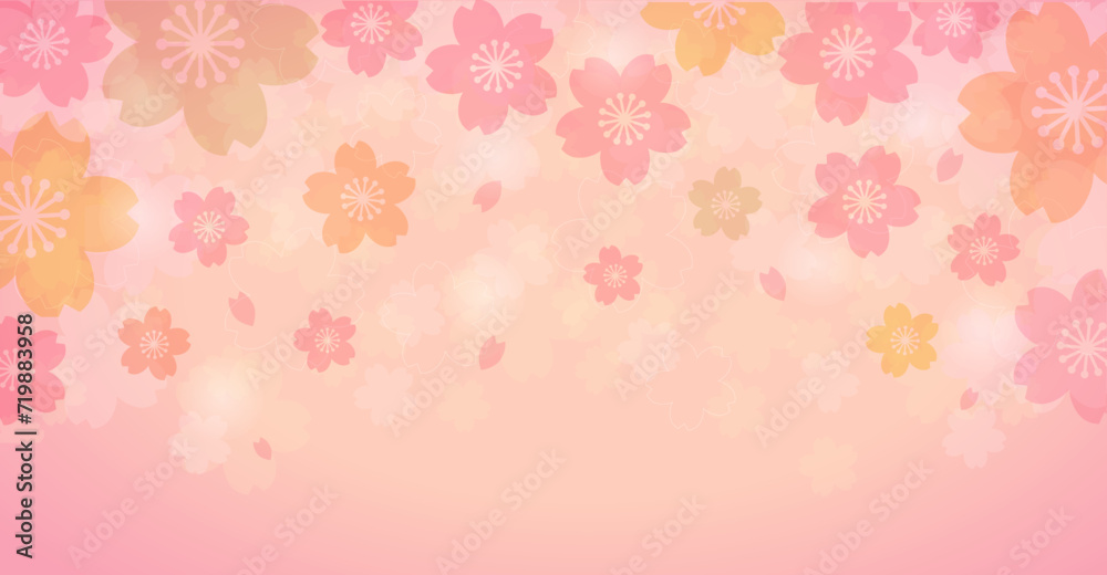 カラフルなパステル調の桜模様のベクターイラスト背景画像 カラフルなパステル調の桜模様のベクターイラスト背景画像