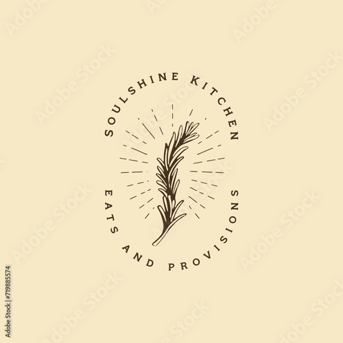  hand drawn  logo icon of nature leaf plant for restauran,plant vector logo design illustration, restaurant logo
