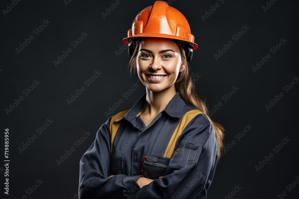 Portrait of Female engineer happy with workplace, Portrait of Female engineer happy with workplace,
