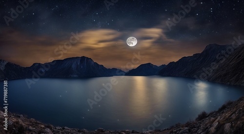 moon in the night with stars and cloud, moon view at the night, beautiful moon with stars © Gegham