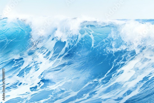 Blue ocean wave with white foam on blue background © Nam