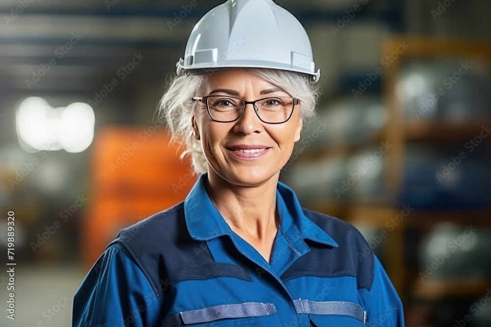 portrait of senior woman engineer with uniform portrait of senior woman engineer with uniform