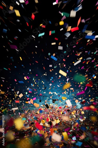 Vibrant Digital Team Celebration  Colorful Confetti with Distance Blur