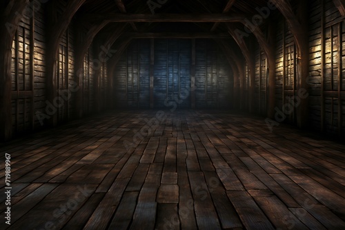 An old wooden room with a wooden floor