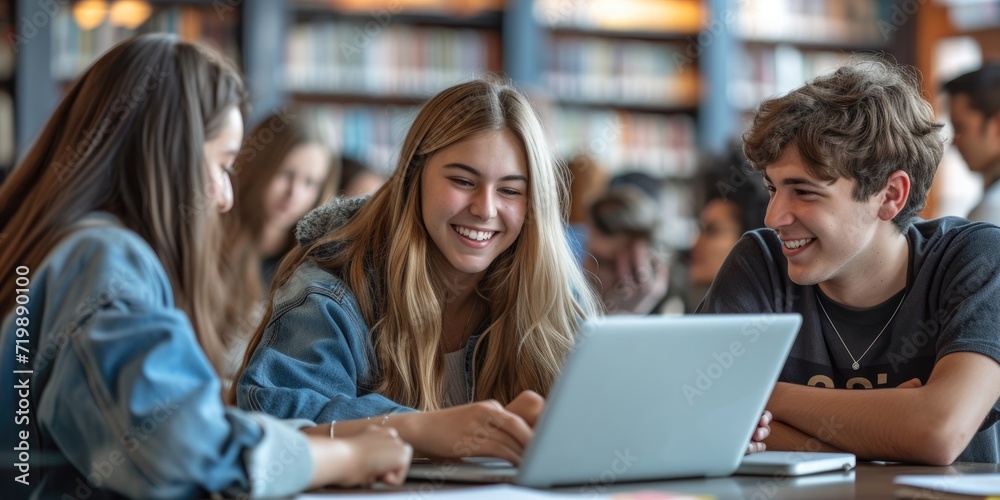 Group of student college learn together with laptop Group of student college learn together with laptop