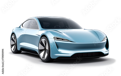Electric car in concept, EV car isolated on white background, image ai generate