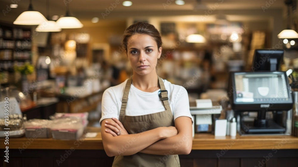 Female staff working in cafes and markets