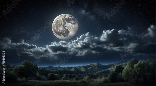 moon in the night with stars and cloud  moon view at the night  beautiful moon with stars