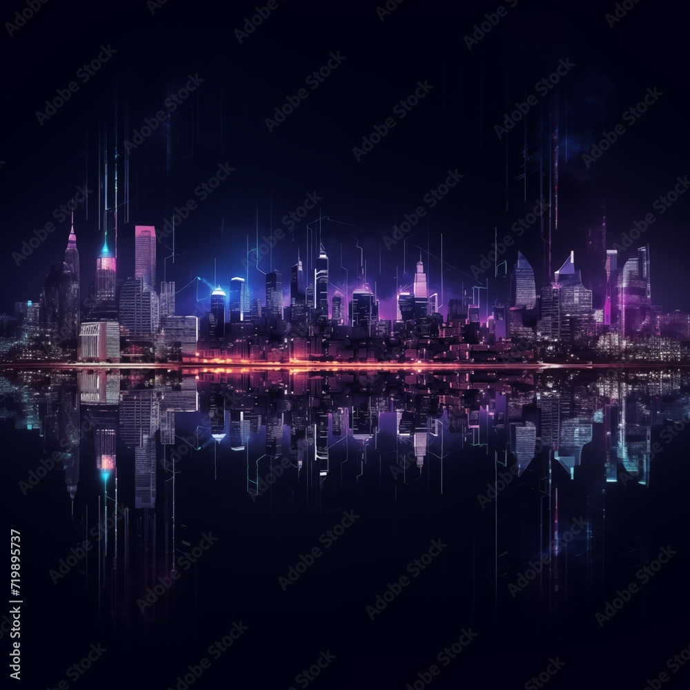 Digital city at night