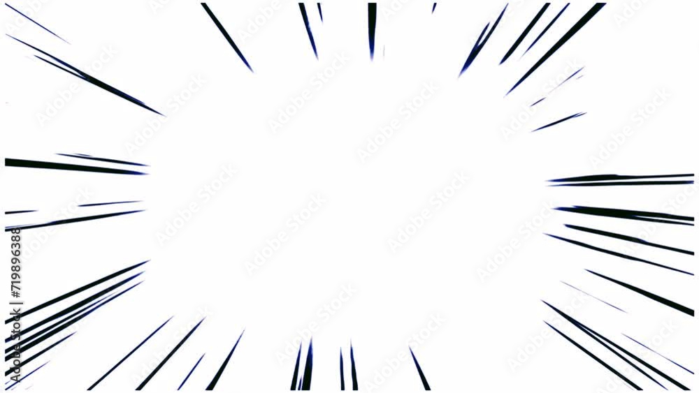 Animation of black anime speed line background. Radial Comics Speed ​​of Light Line. manga speed line zoom