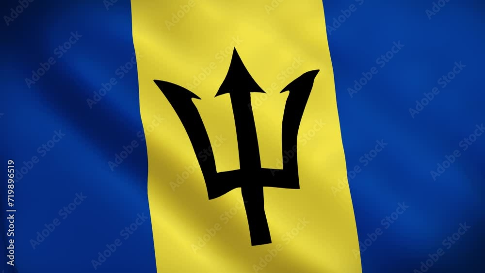 Barbados Flag. National 3d Barbados flag waving. Flag of Barbados footage video waving in wind. Flag of Barbados 4K Animation