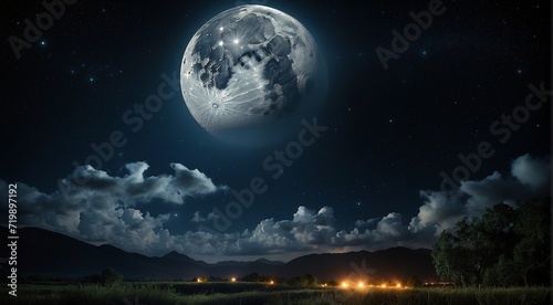 moon in the night with stars and cloud  moon view at the night  beautiful moon with stars