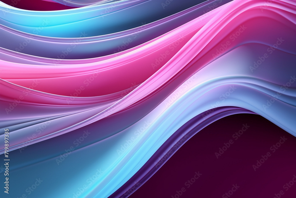 Naklejka premium Violet pink and mint abstract neon wave background created with Generative AI