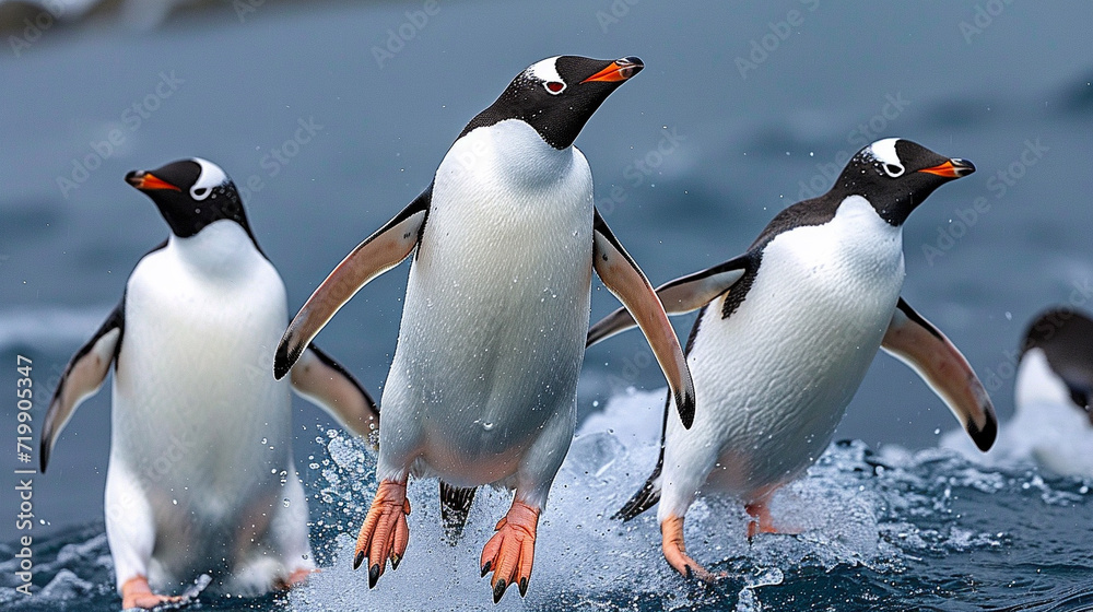 Fototapeta premium two penguins on the rocks