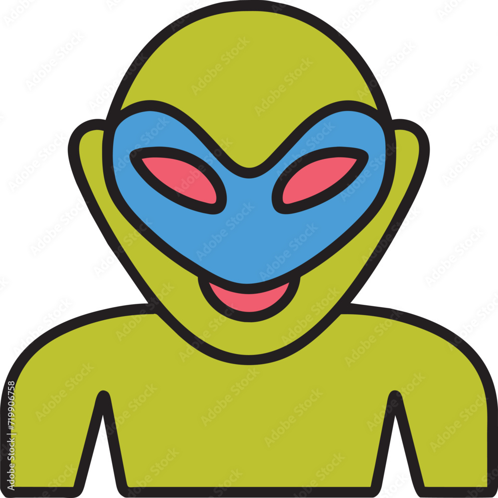 craft an avatar of an alien being with unconventional features and vibrant colors, icon