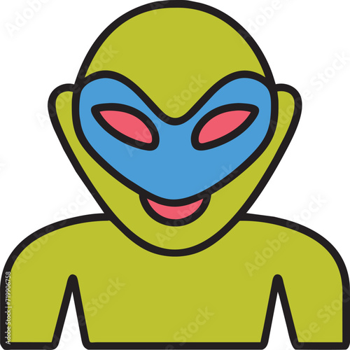 craft an avatar of an alien being with unconventional features and vibrant colors, icon