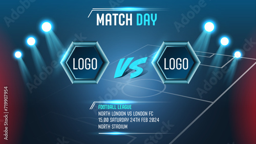 Football match sport graphics blue light template for online broadcast and social media