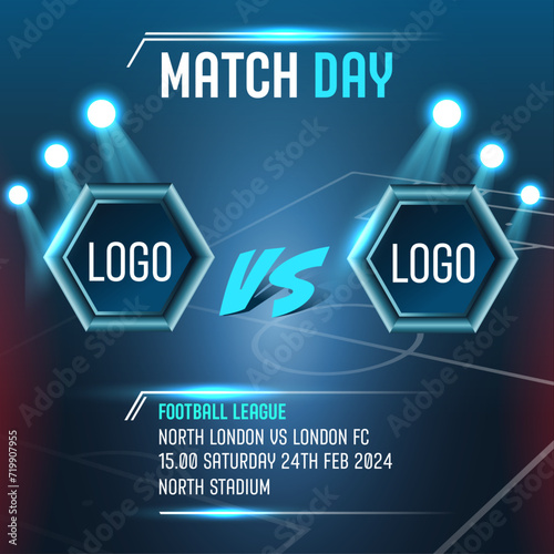 Football match sport graphics blue light template for online broadcast and social media