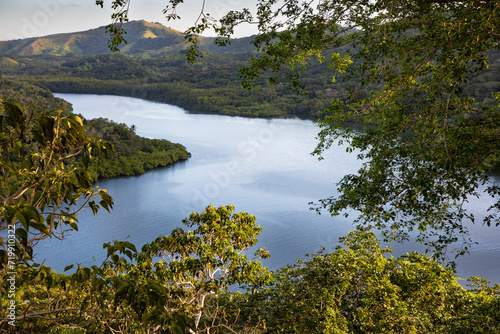 Overlooking water inlet and tropical forest on Vanua Levu, Fiji