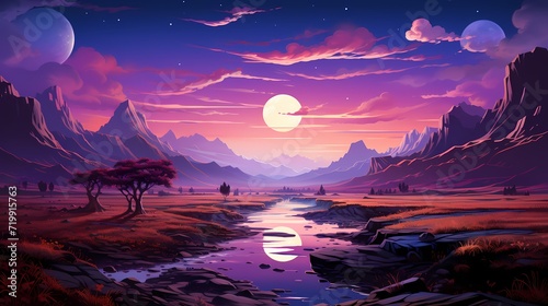 A captivating amethyst purple desert landscape stretching into the horizon