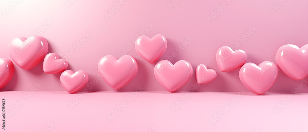 Romantic Cascade of Pink Hearts on Soft Backdrop
