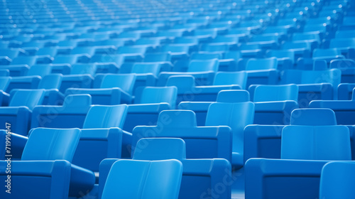 stadium seat rows blue seats  in the style of simplicity
