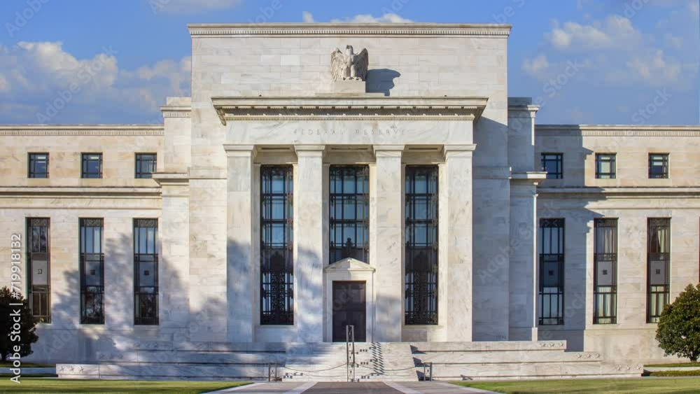 4K time lapse of the Federal reserve building, Washington DC, USA.