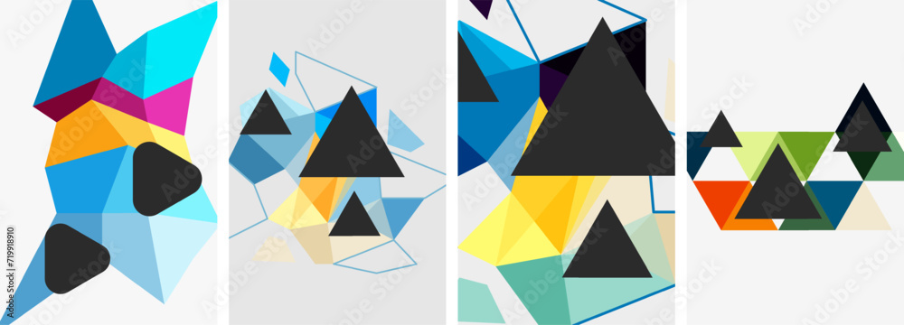 Set of triangle poster backgrounds. Vector illustration For Wallpaper, Banner, Background, Card, Book Illustration, landing page Set of triangle poster backgrounds. Vector illustration For Wallpaper, Banner, Background, Card, Book Illustration, landing page