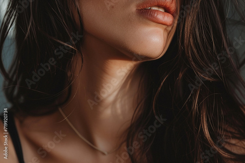 Closeup shot of a Beautiful woman, Aesthetic photography in minimalistic style