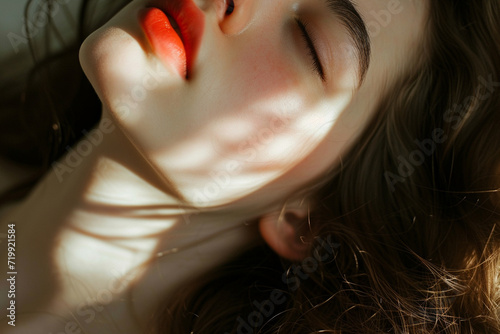 Closeup shot of a Beautiful woman, Aesthetic photography in minimalistic style