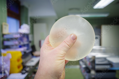 an explanted silicone breast implant