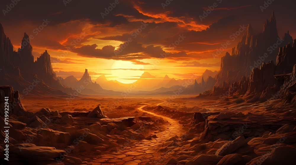 A captivating golden yellow desert landscape