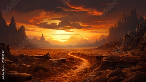 A captivating golden yellow desert landscape