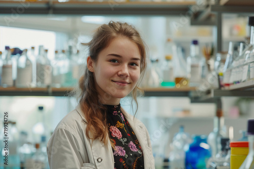 young woman in the laboratory
