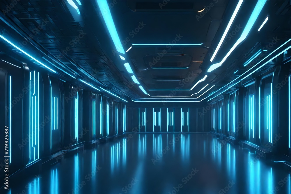 Fototapeta premium Science fiction interior rendering - sci-fi corridor