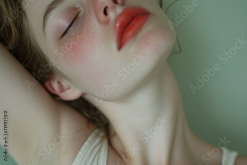 Closeup shot of a Beautiful woman, Aesthetic photography in minimalistic style