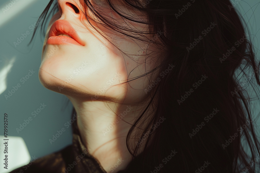 Closeup shot of a Beautiful woman, Aesthetic photography in minimalistic style Closeup shot of a Beautiful woman, Aesthetic photography in minimalistic style