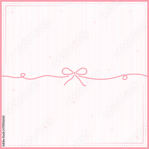 Vector - Beautiful pink invitation card or postcard. Pink color with mini heart and cute bow.