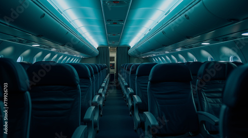 Seats and aisles on an airplane, empty 