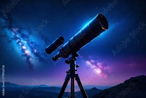 futuristic telescope capturing the cosmic wonders of the night sky, distant galaxies and celestial bodies in a stunning display of astronomical exploration