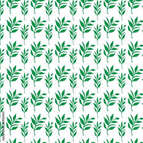hand draw floral seamless pattern of green leaves Spring Blossom Vector Design on a white background