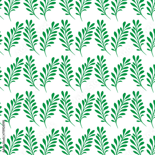 hand draw floral seamless pattern of green leaves Spring Blossom Vector Design on a white background