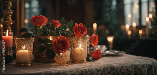  Valentine's Day Rose Background with candle