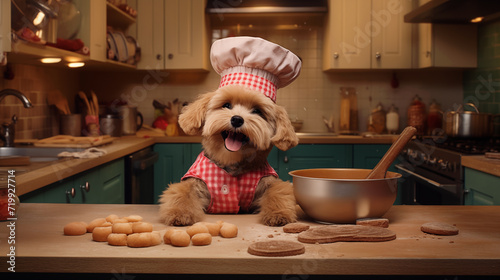 Puppy Chef. Culinary Delights in the Kitchen. Generative AI.