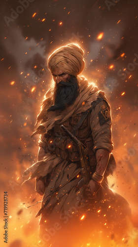 A Sikh warrior at the time of war