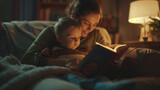 Mother Reading to Child. Generative AI.