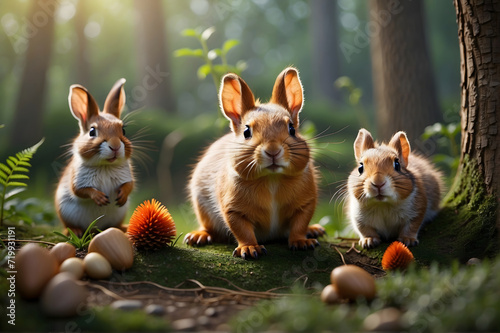 Three Squirrel group in a magical woods looking confused