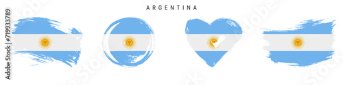 Argentina hand drawn grunge style flag icon set. Free brush stroke flat vector illustration isolated on white
