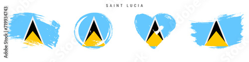 Saint Lucia hand drawn grunge style flag icon set. Free brush stroke flat vector illustration isolated on white